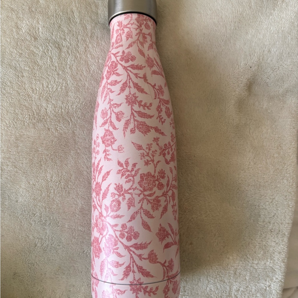 Pink Water Bottle with Floral Design,